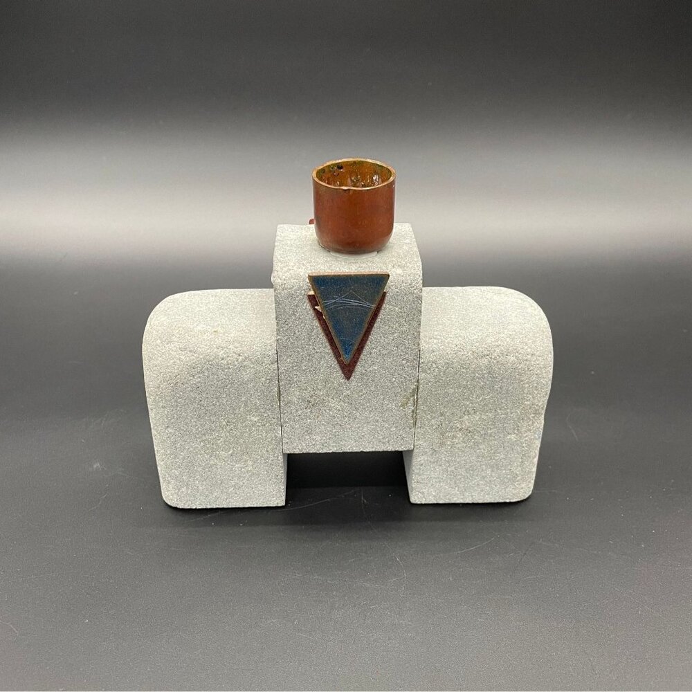 Modern Candleholder Vintage Maris Taylor Designs Stone Enamel Copper 1980s